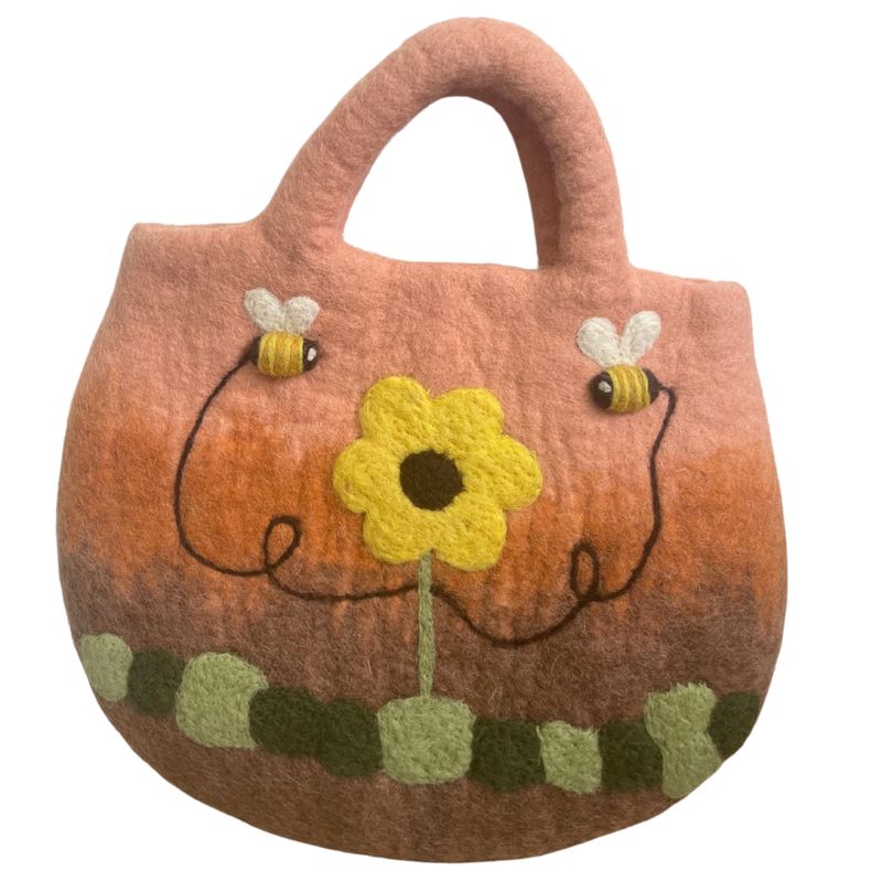 Sac en Feutre Soleil Fleur & Abeilles - 35x27cm