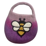 Sac Abeille en Laine Feutrée à l'Eau - Anse avec Fermeture Magnétique - Tons Lavande