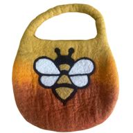 Sac Abeille en Laine Feutrée à l'Eau – Anse avec Fermeture Magnétique – Teinte Orange Lever de Soleil
