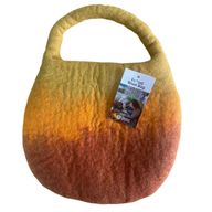 Sac Abeille en Laine Feutrée à l'Eau – Anse avec Fermeture Magnétique – Teinte Orange Lever de Soleil