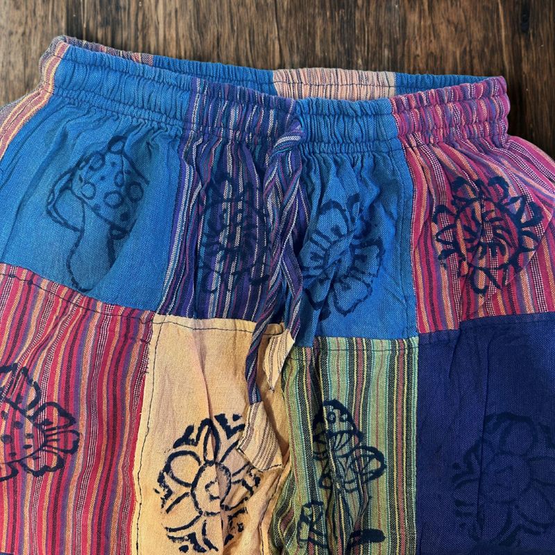 Nomad Sari - Pantalon Champignon - Motifs Imprimé en Bloc - Tons Orangés S/M