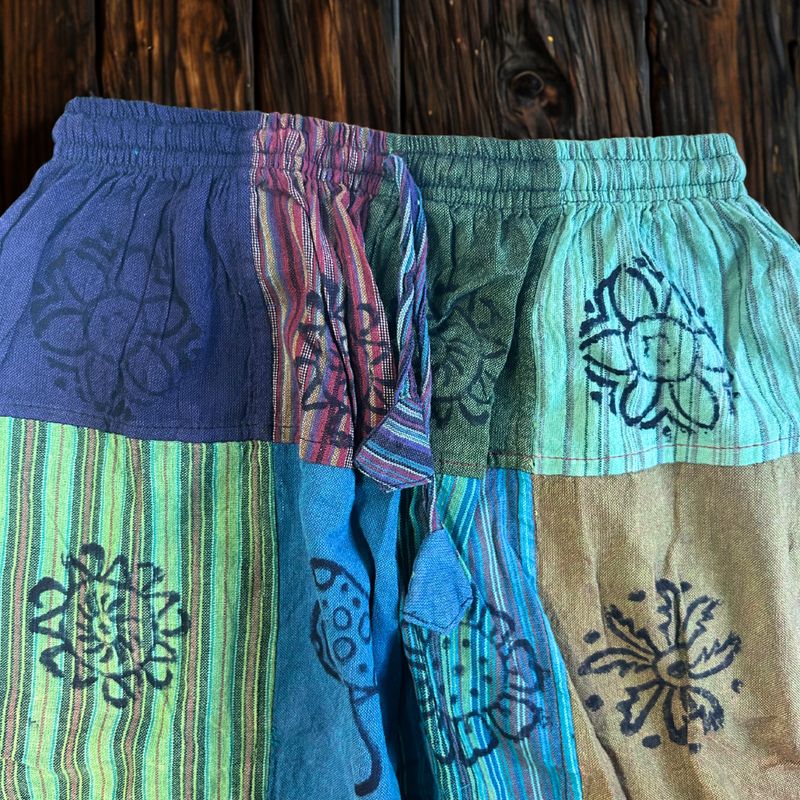 Nomad Sari - Pantalon Champignon - Motifs Imprimé en Bloc -Tons Verts S/M