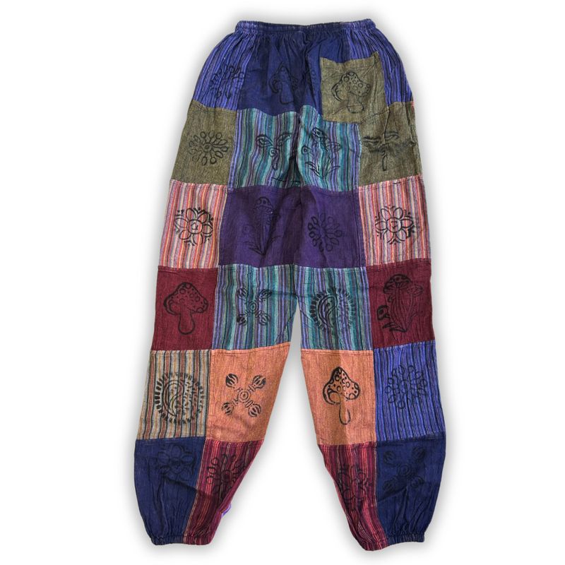 Nomad Sari - Pantalon Champignon - Motifs Imprimé en Bloc - Tons Violets S/M