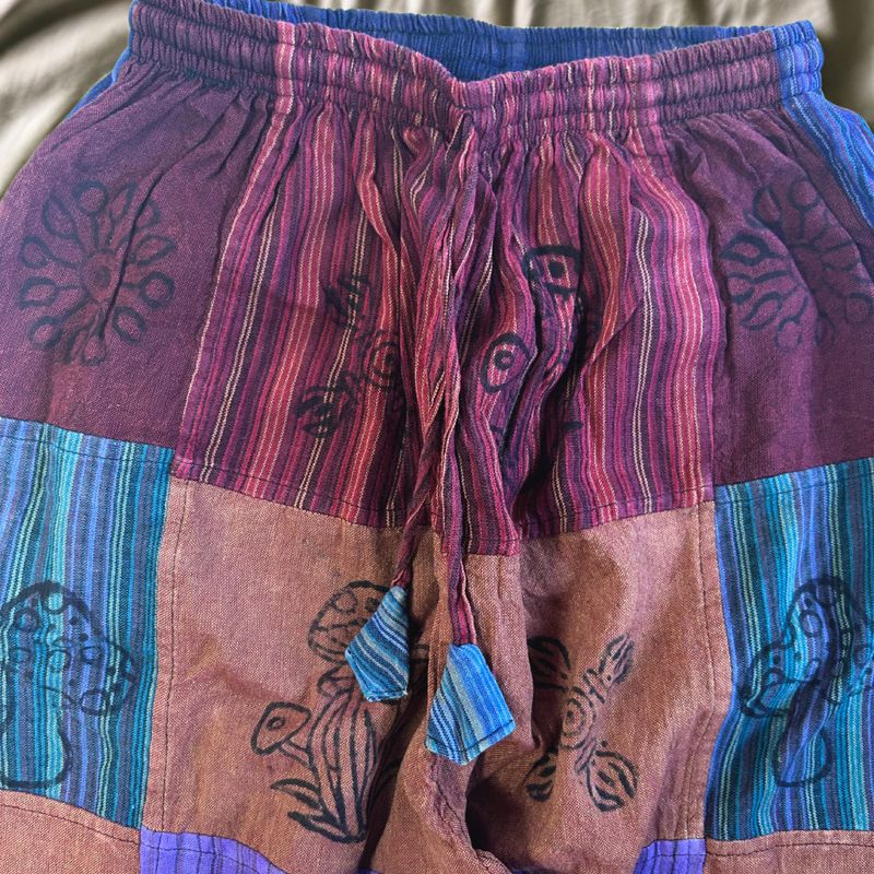 Nomad Sari - Pantalon Champignon - Motifs Imprimé en Bloc - Tons Violets S/M
