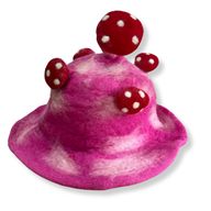 Chapeau Champignon en Feutre – Rose Fluo