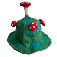 Chapeau Champignon en Feutre - Vert Mousse Montagnard