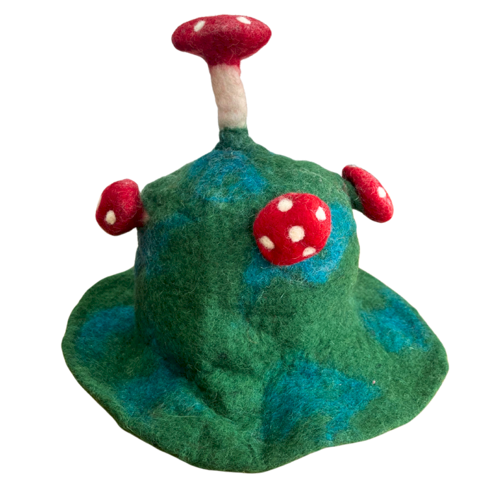 Chapeau Champignon en Feutre - Vert Mousse Montagnard