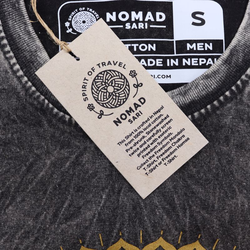 T-shirt Délavé à la Pierre Taille S - Mandala - Gris Foncé