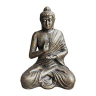 Grand Bouddha Doré Antique Méditant dans un Stupa - 1,5 m