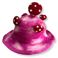 Chapeau Champignon en Feutre – Rose Fluo