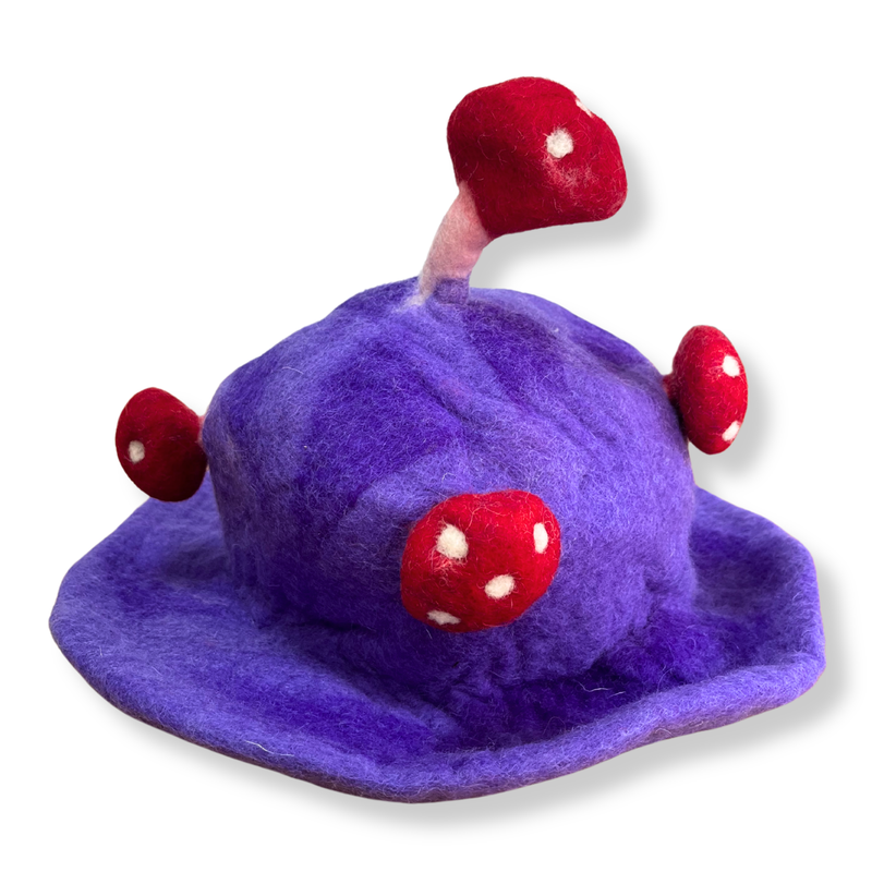 Chapeau Champignon en Feutre  -  Brume Violette Rêveuse