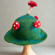 Chapeau Champignon en Feutre - Vert Mousse Montagnard
