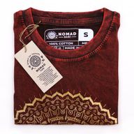 T-shirt Délavé à la Pierre Taille S – Mandala – Bordeaux