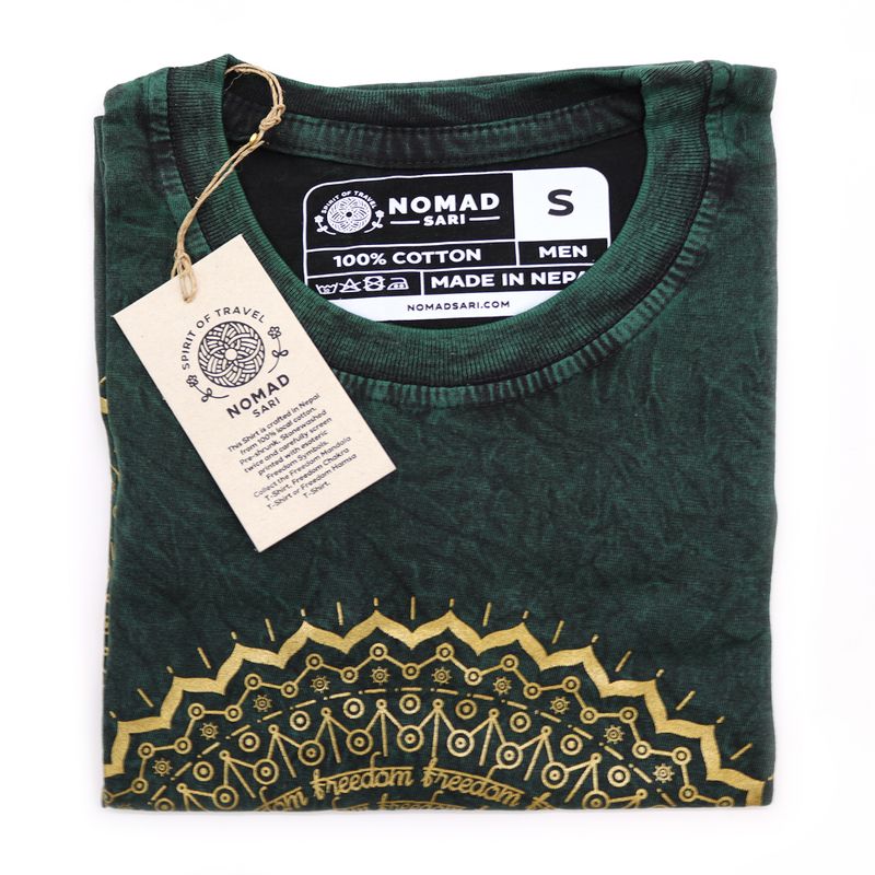 T-shirt Délavé à la Pierre Taille S - Mandala - Vert