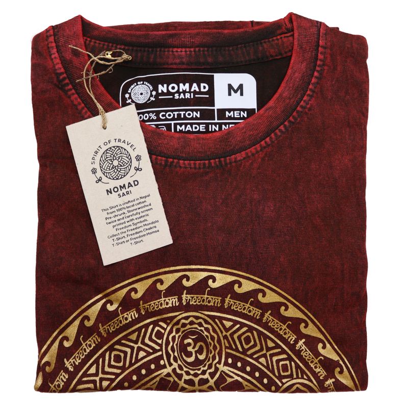 T-shirt Délavé à la Pierre Taille M - Chakra - Bordeaux