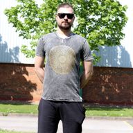T-shirt Délavé à la Pierre Taille S - Mandala - Gris Foncé