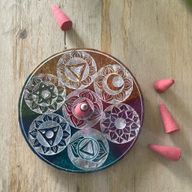 Porte-Encens Disque en Stéatite 10cm - Sept chakras