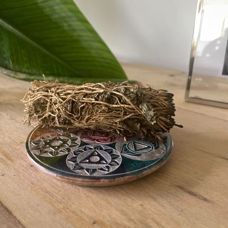 Porte-Encens Disque en Stéatite 10cm - Sept chakras