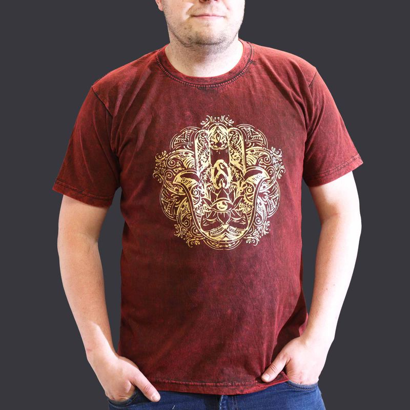 T-shirt Délavé à la Pierre Taille XL - Main de Fatma - Bordeaux