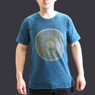 T-shirt Délavé à la Pierre Taille S - Mandala - Bleu