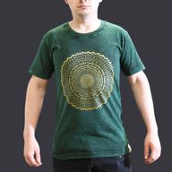 T-shirt Délavé à la Pierre Taille S - Mandala - Vert