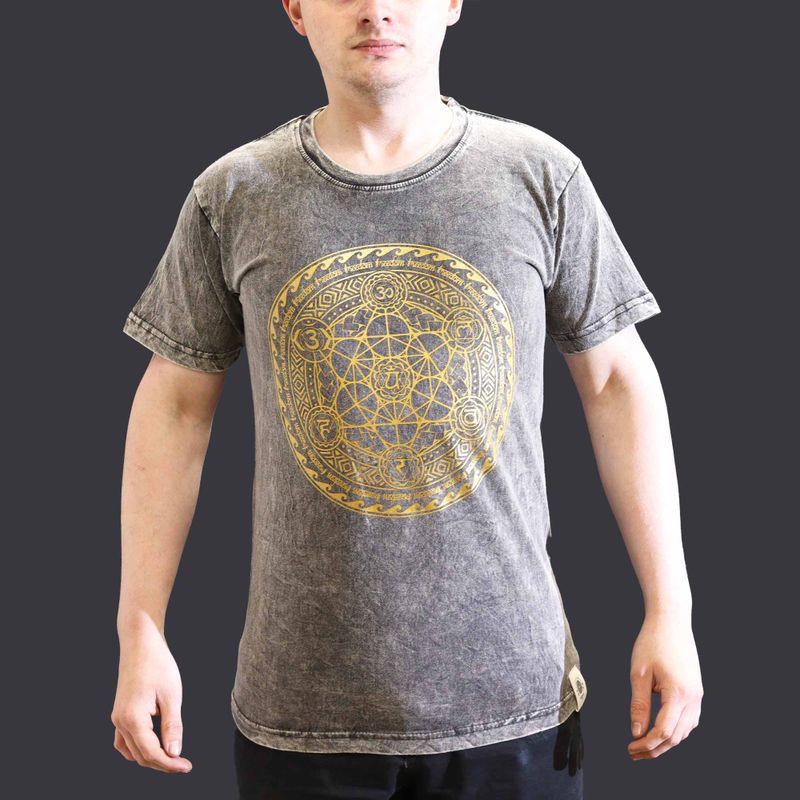 T-shirt Délavé à la Pierre Taille S - Chakra - Gris Foncé