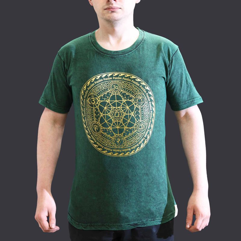 T-shirt Délavé à la Pierre Taille S - Chakra - Vert