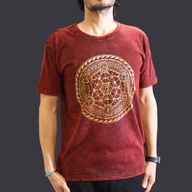 T-shirt Délavé à la Pierre Taille M - Chakra - Bordeaux