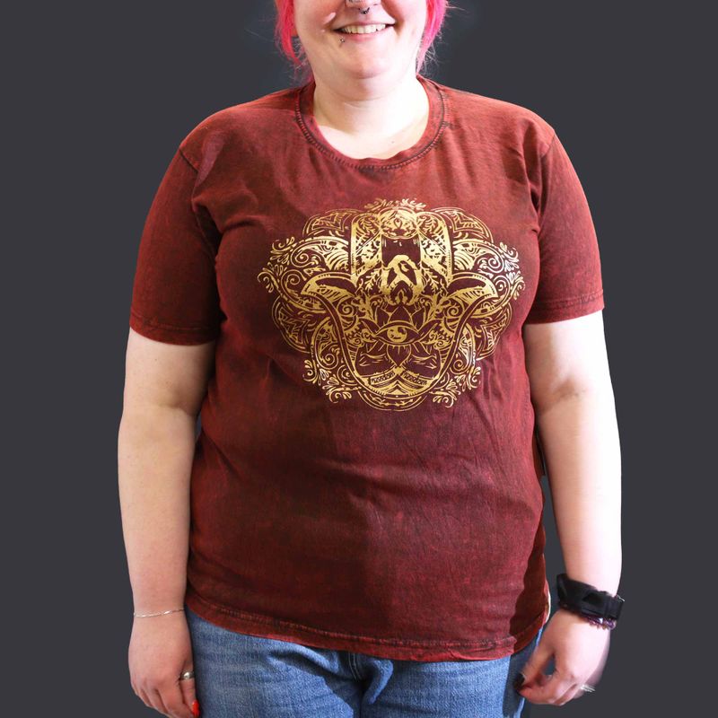 T-shirt Délavé à la Pierre Taille XL - Main de Fatma - Bordeaux