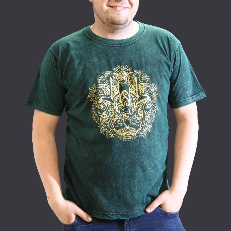 T-shirt Délavé à la Pierre Taille XL - Main de Fatma - Vert