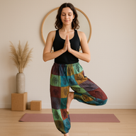 Nomad Sari - Pantalon Champignon - Motifs Imprimé en Bloc -Tons Verts S/M