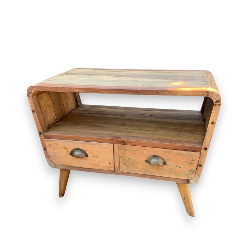 Petit meuble TV avec 2 tiroirs rond