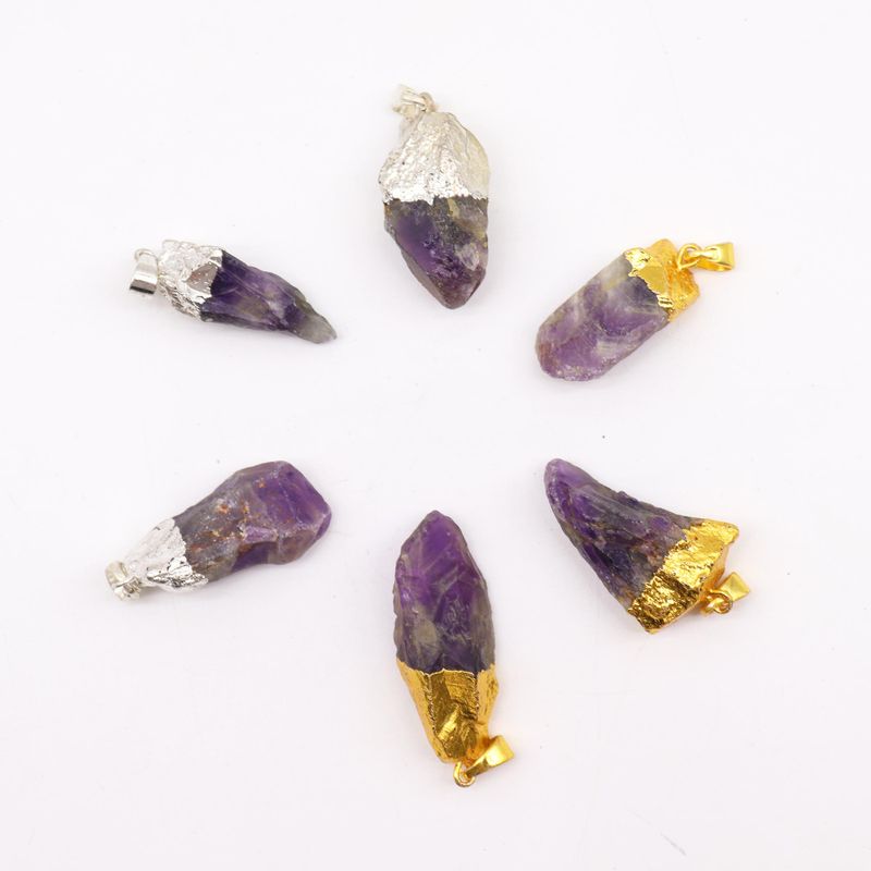 Pendentifs Plaqués Or & Argent avec Améthyste (6 assortis)