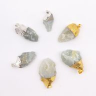 Pendentifs Plaqués Or & Argent avec Quartz Clair (6 assortis)