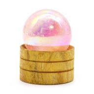 Sphère en Cristal de Gemme 40mm - Quartz Rose Aura Titane avec Support