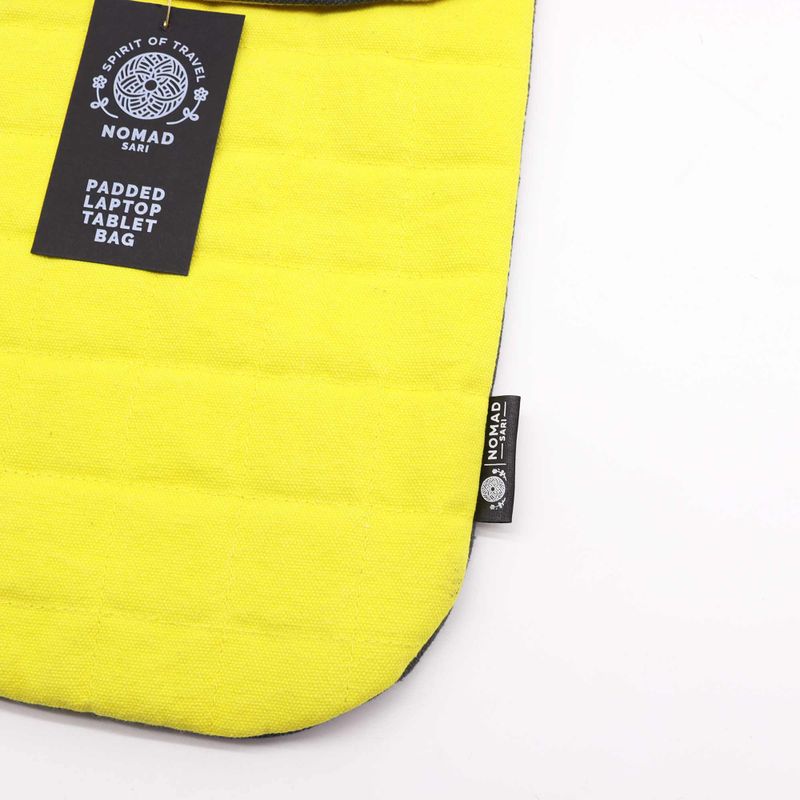 Pochette Rembourrée pour Ordinateur Portable - Jaune Vif - Toile Délavée 14 oz