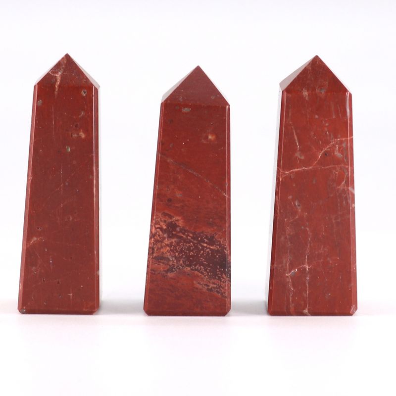 Pointes Obélisques en Pierre Gemme - Jaspe Rouge