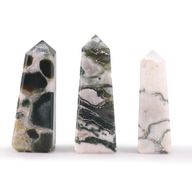 Pointes Obélisques en Pierre Gemme - Agate Mousse