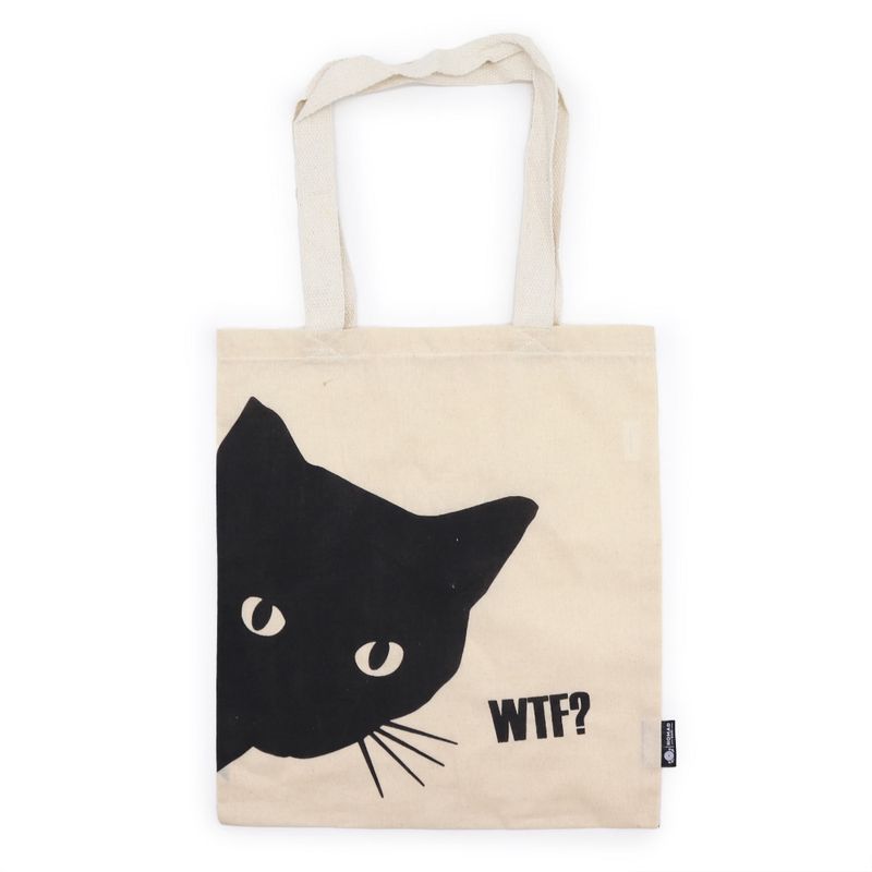 Sac Tote Bag Basique Iconic – Chat Noir – (40x36 cm) – Naturel 4oz