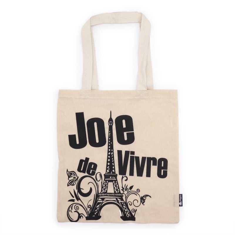 Sac Tote Bag Basique Iconic - Joie de Vivre - (40x36cm) - Naturel 4oz