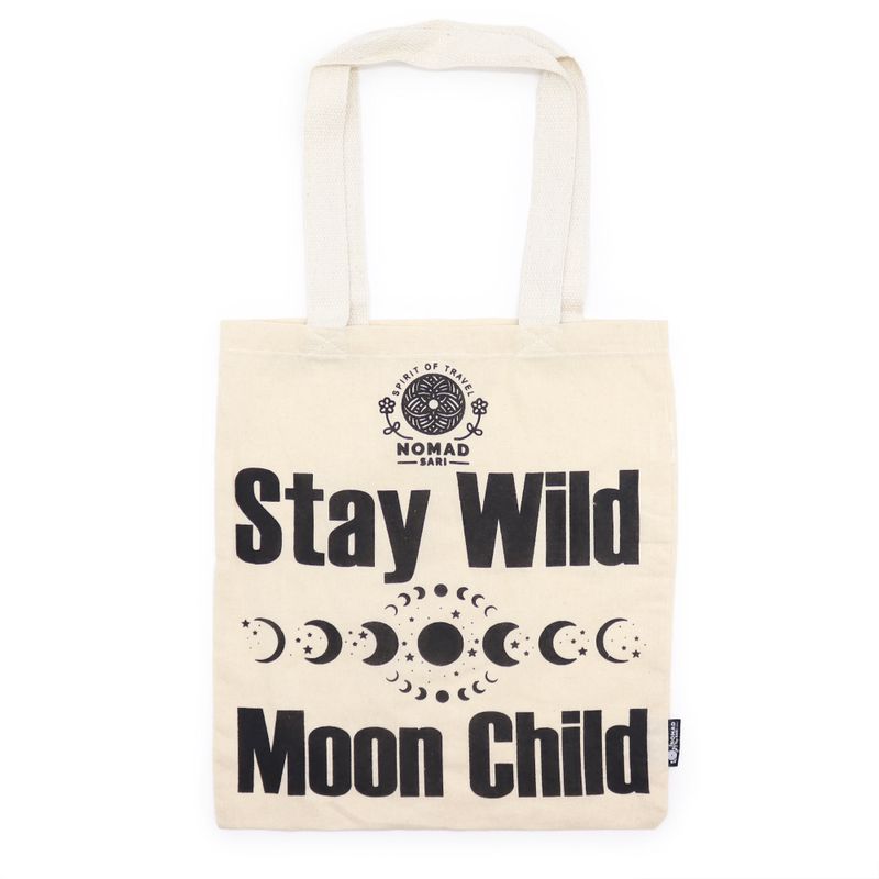 Sac Tote Bag Basique Iconic  - Stay Wild, Moon Child - (40x36cm) - Naturel 4oz