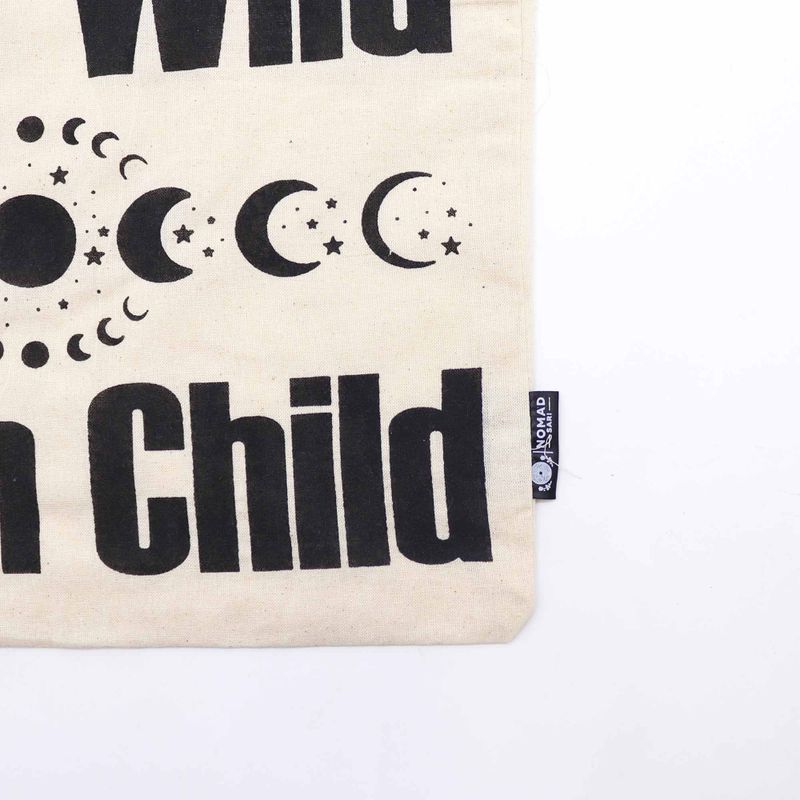 Sac Tote Bag Basique Iconic  - Stay Wild, Moon Child - (40x36cm) - Naturel 4oz