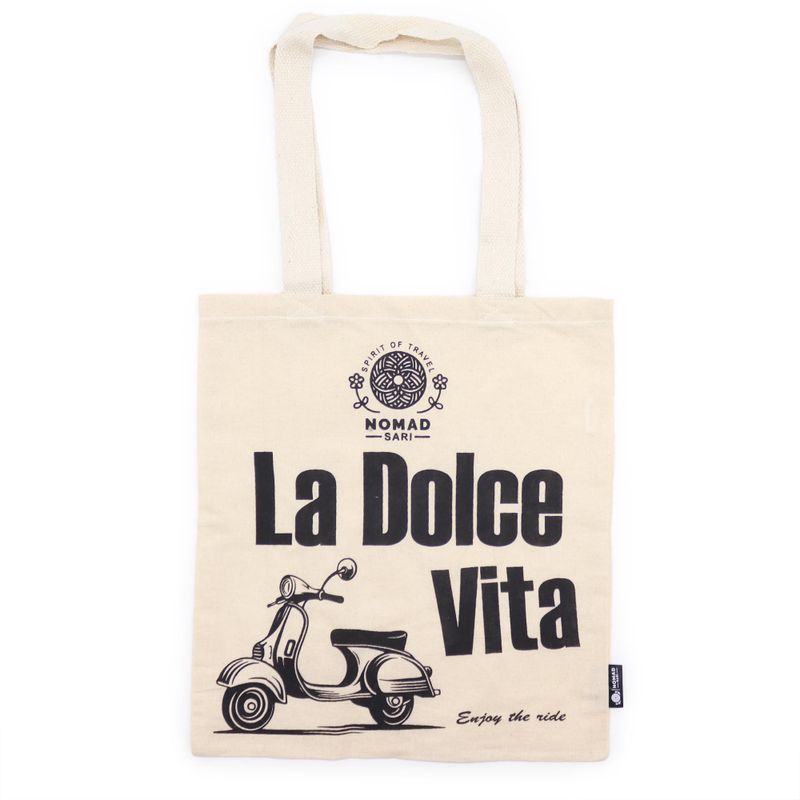 Sac Tote Bag Basique Iconic - La Dolce Vita - (40x36cm) - Naturel 4oz