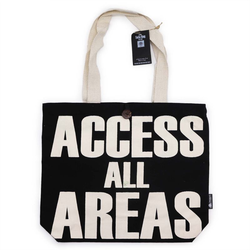 Sac Tote Bag Basique Iconic - ACCESS ALL AREAS - Noir - Naturel 10oz (36x43x10cm)
