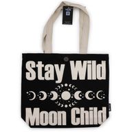 Sac Tote Bag Basique Iconic - Stay Wild, Mood Child - Noir - Naturel 10oz (36x43x10cm)