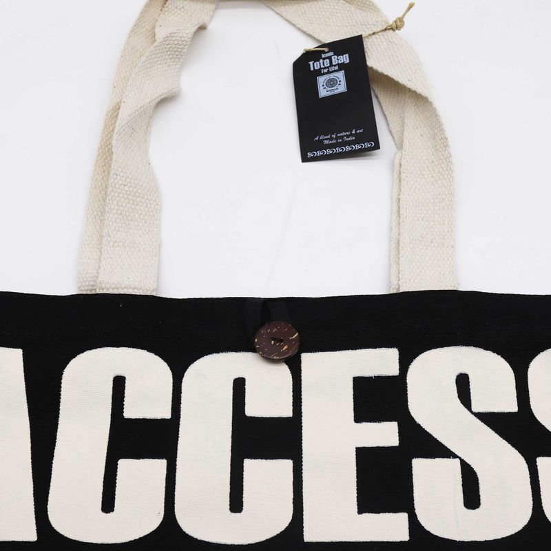 Sac Tote Bag Basique Iconic - ACCESS ALL AREAS - Noir - Naturel 10oz (36x43x10cm)