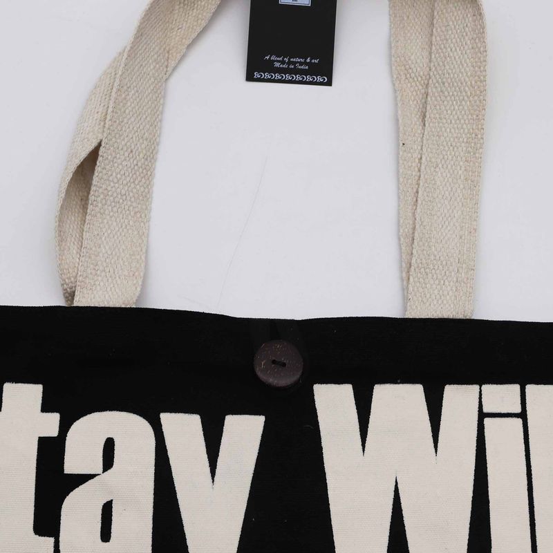 Sac Tote Bag Basique Iconic - Stay Wild, Mood Child - Noir - Naturel 10oz (36x43x10cm)