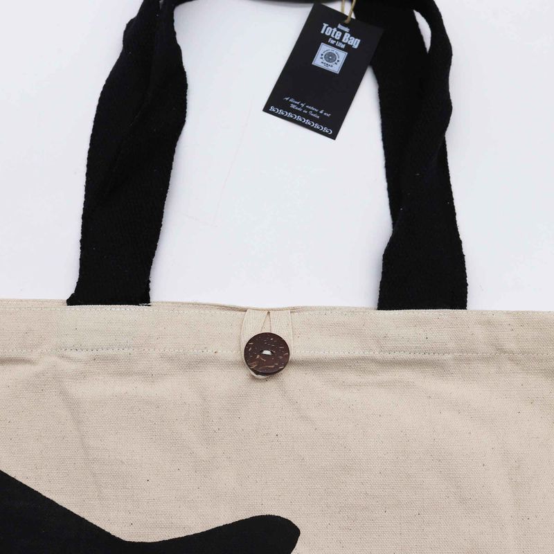 Sac Tote Bag Basique Iconic - Chat Noir - Naturel 10oz (36x43x10cm)