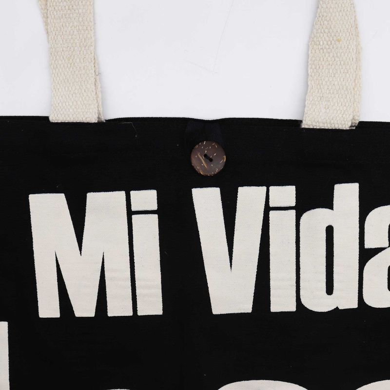 Sac Tote Bag Basique Iconic  - Mi Vida Loca - Noir - Naturel 10oz (36x43x10cm)