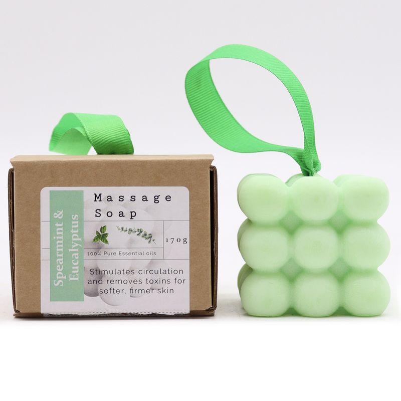 Savons de Massage emballés individuellement dans une boîte - Menthe Verte & Eucalyptus